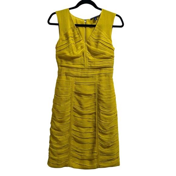 Banana Republic Ruched Mustard Yellow Career Dress Sleeveless Women's SZ 0 - Picture 1 of 7